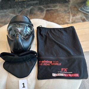 Simunitions FX 8000 Paintball Airsoft Protective Gear Helmet Throat Guard w/ Bag